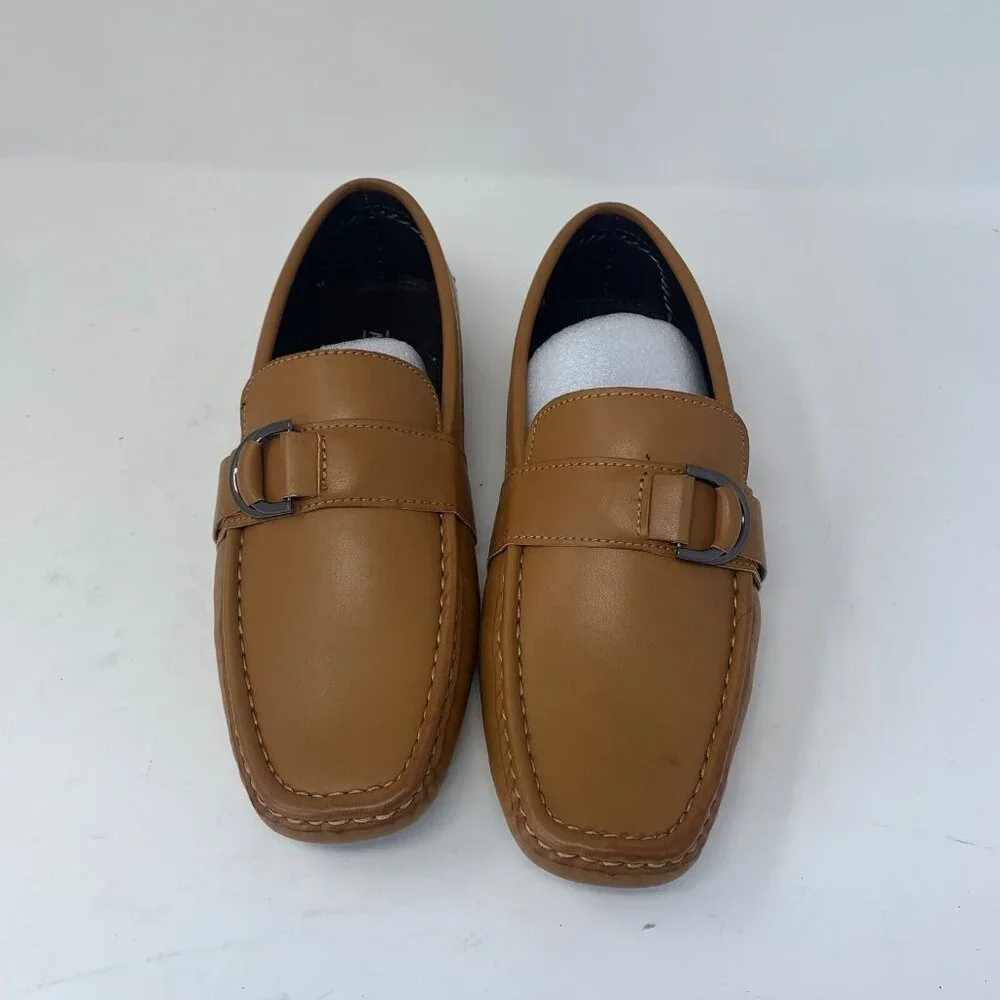 Aston Marc Charter Loafers Men's 9M Tan‎ Side Buckle Casual Slip-on Shoes S0694
